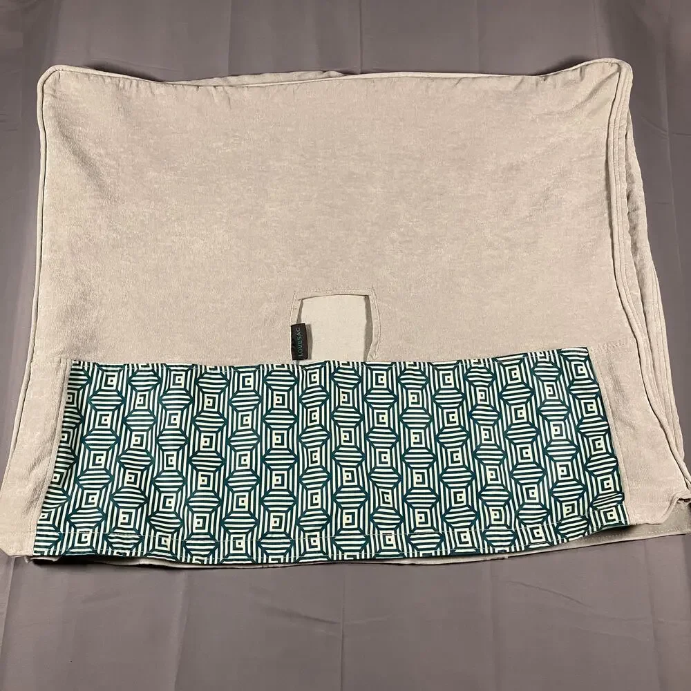 Lovesac Pillow Cover Geometric Pattern Gray Blue Large‎ 33x27 Replacement Velour
